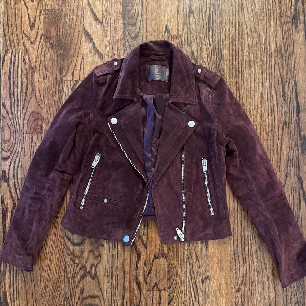 Women's Suede Biker Jacket - Purple